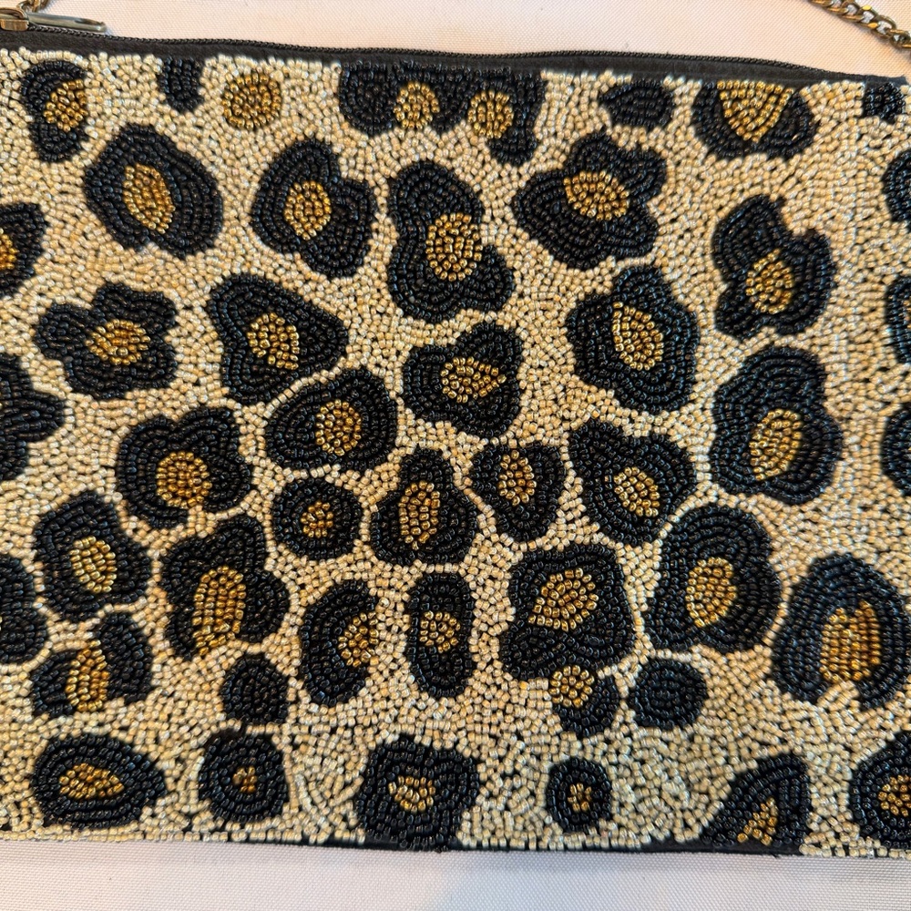 Camel Threads Totes n Toes Beaded Leopard Print Purse with Chain Strap - Picture 2 of 9